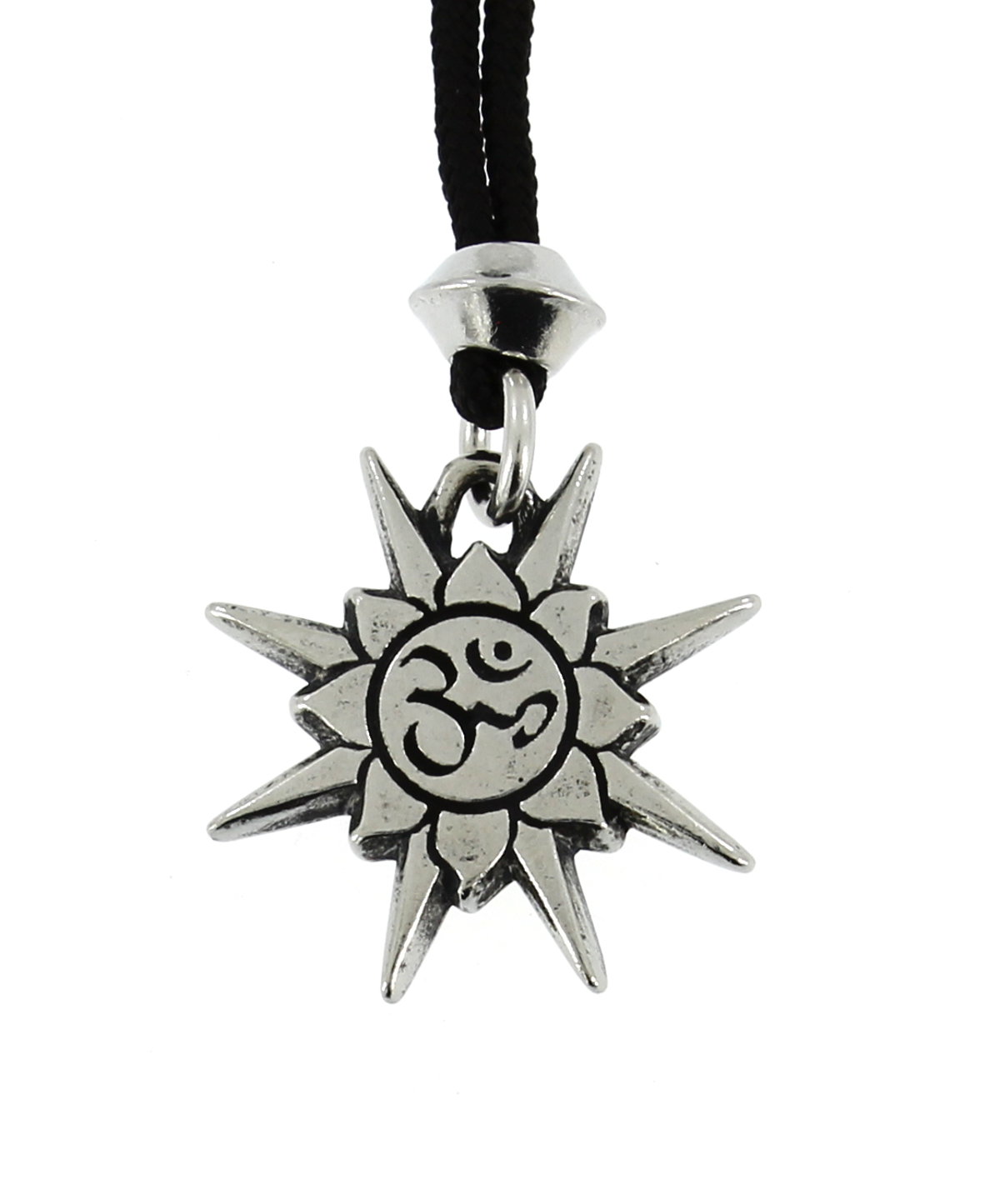 Spiritual Enlighten Om Symbol Jewel in Lotus Handmade Pewter Pendant
