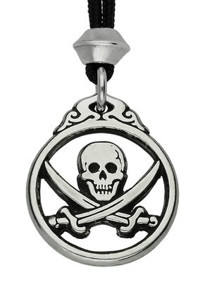 Caribbean Captain Jack Dread Pirate Skull Handmade Pewter Pendant