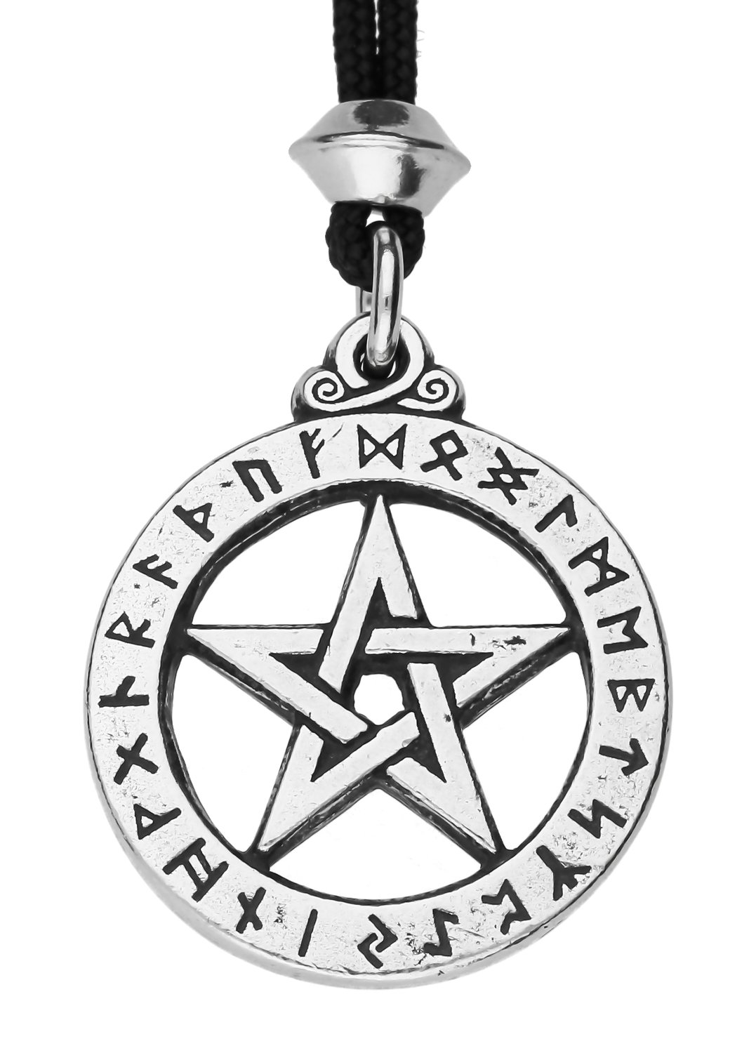 Small Runic Pentacle Pentagram Handmade Pewter Pendant