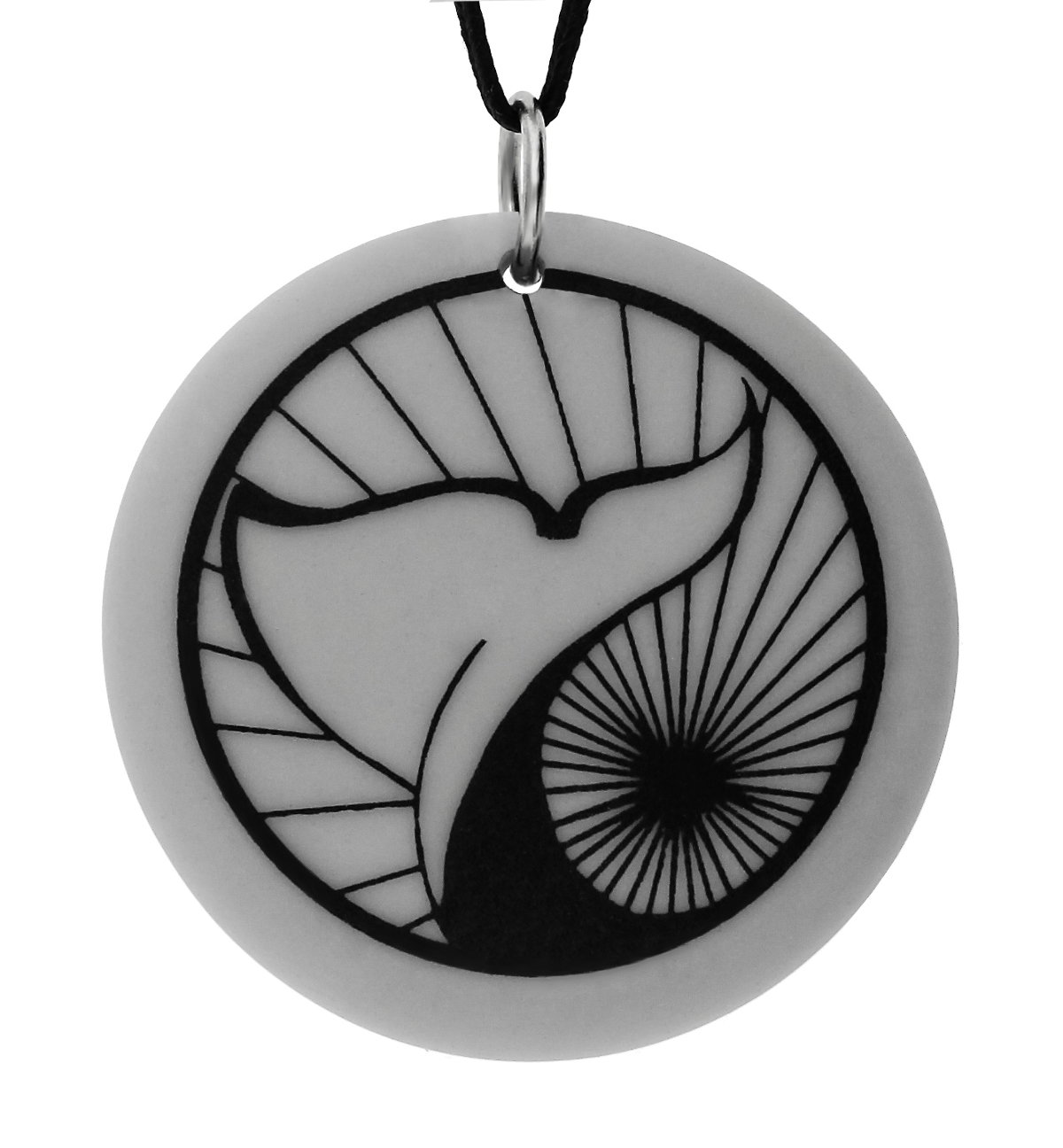 Orca Whale Totem Round Handmade Porcelain Pendant