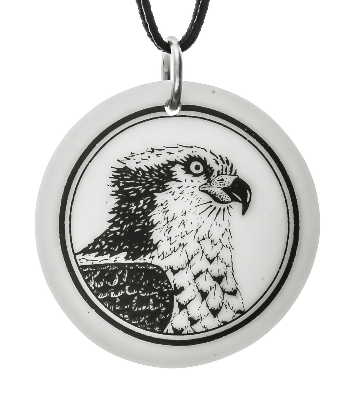 Osprey Totem Round Handmade Porcelain Pendant