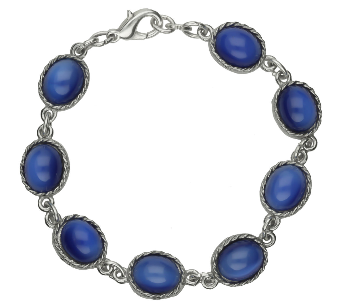 Celtic Design Large Oval Shaped Blue Moonstones Handmade Pewter Bracelet