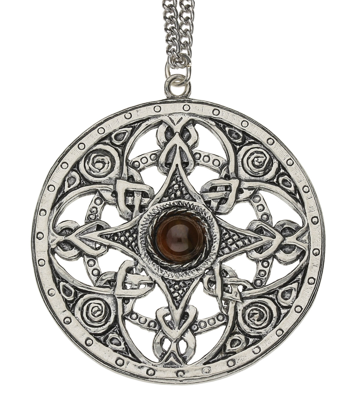 Celtic Strickland Handmade Pewter Chain Pendant with Topaz Moonstone