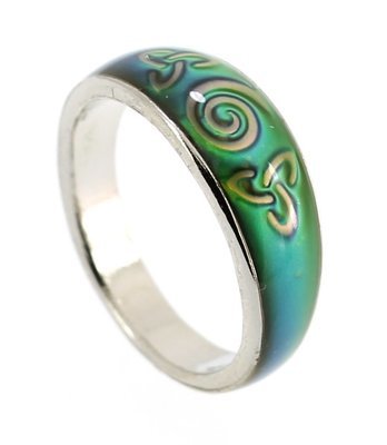 Enamel Celtic Triquetra and Spiral Colour Change Mood Ring