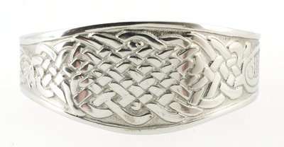 Celtic Interlace Eternity Silver Shine Handmade Pewter Cuff Bracelet