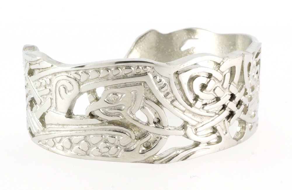 Celtic Butterfly Interlace Silver Shine Handmade Pewter Cuff Bracelet