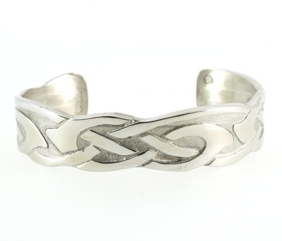 Celtic Interlaces Silver Shine Handmade Pewter Cuff Bracelet