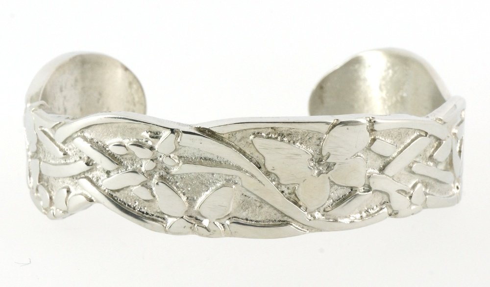 Celtic Interlace Butterfly Silver Shine Handmade Pewter Cuff Bracelet