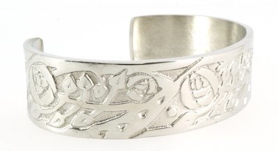 Celtic Mackintosh Rose Silver Shine Handmade Pewter Cuff Bracelet