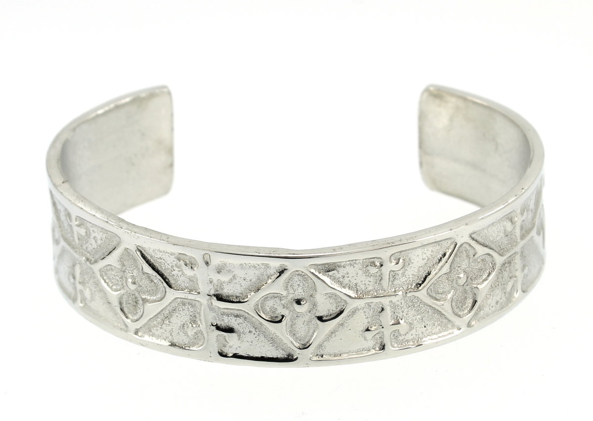 Celtic Medieval Style Silver Shine Handmade Pewter Cuff Bracelet