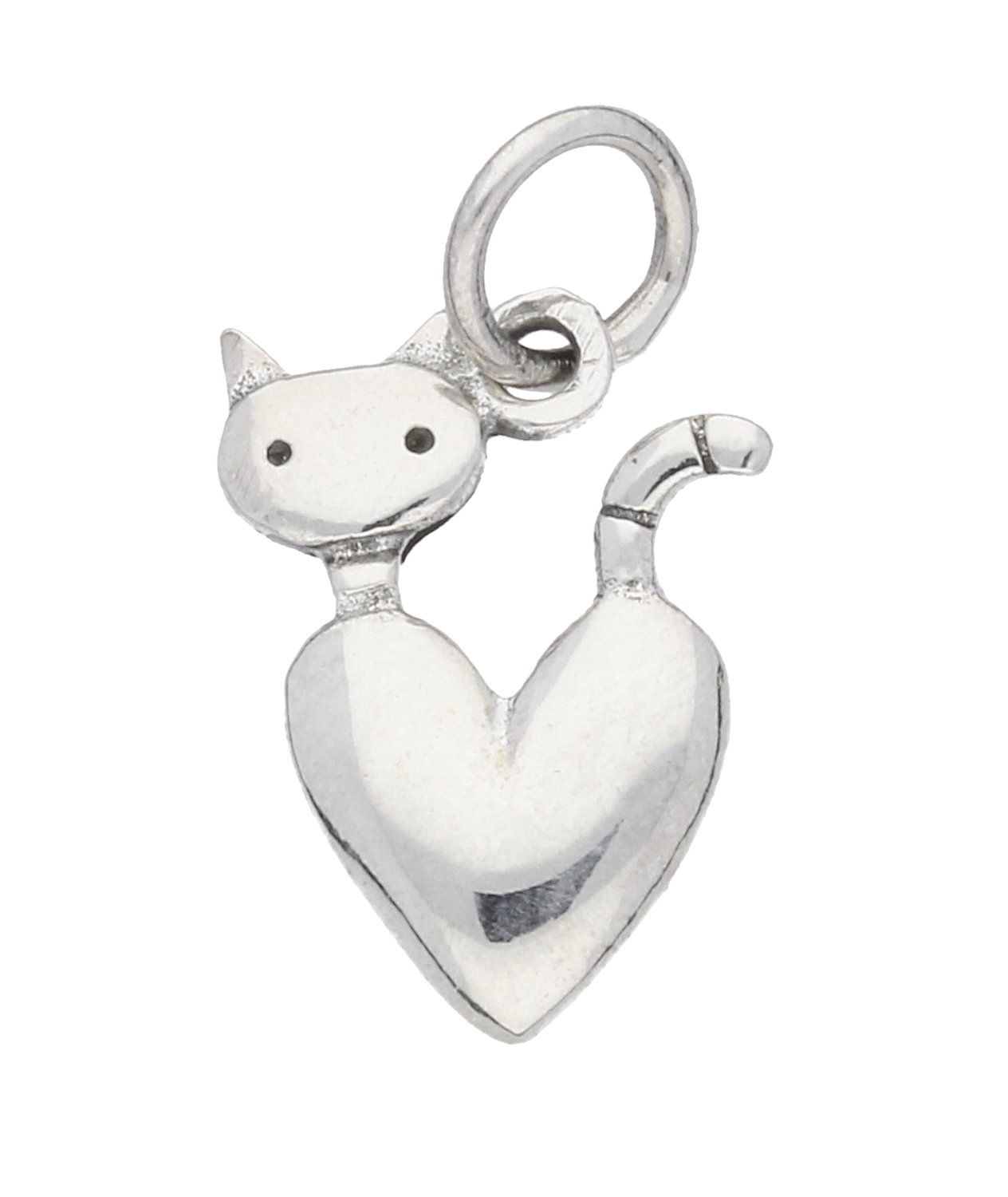 925 Sterling Silver Cute Cat with Heart Design Pendant with Sterling Silver Chain