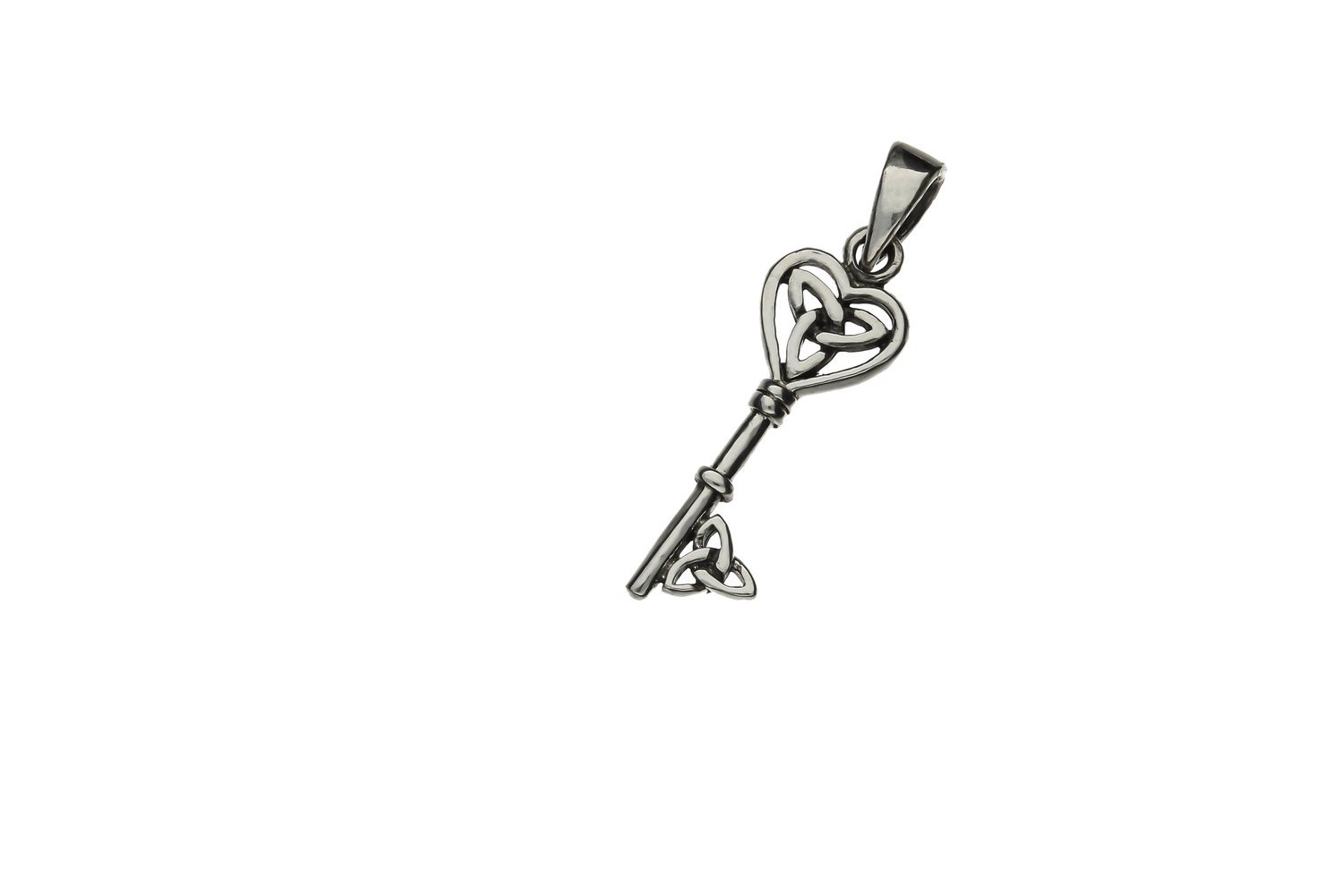 925 Sterling Silver Celtic Heart Key Pendant with Sterling Silver Chain