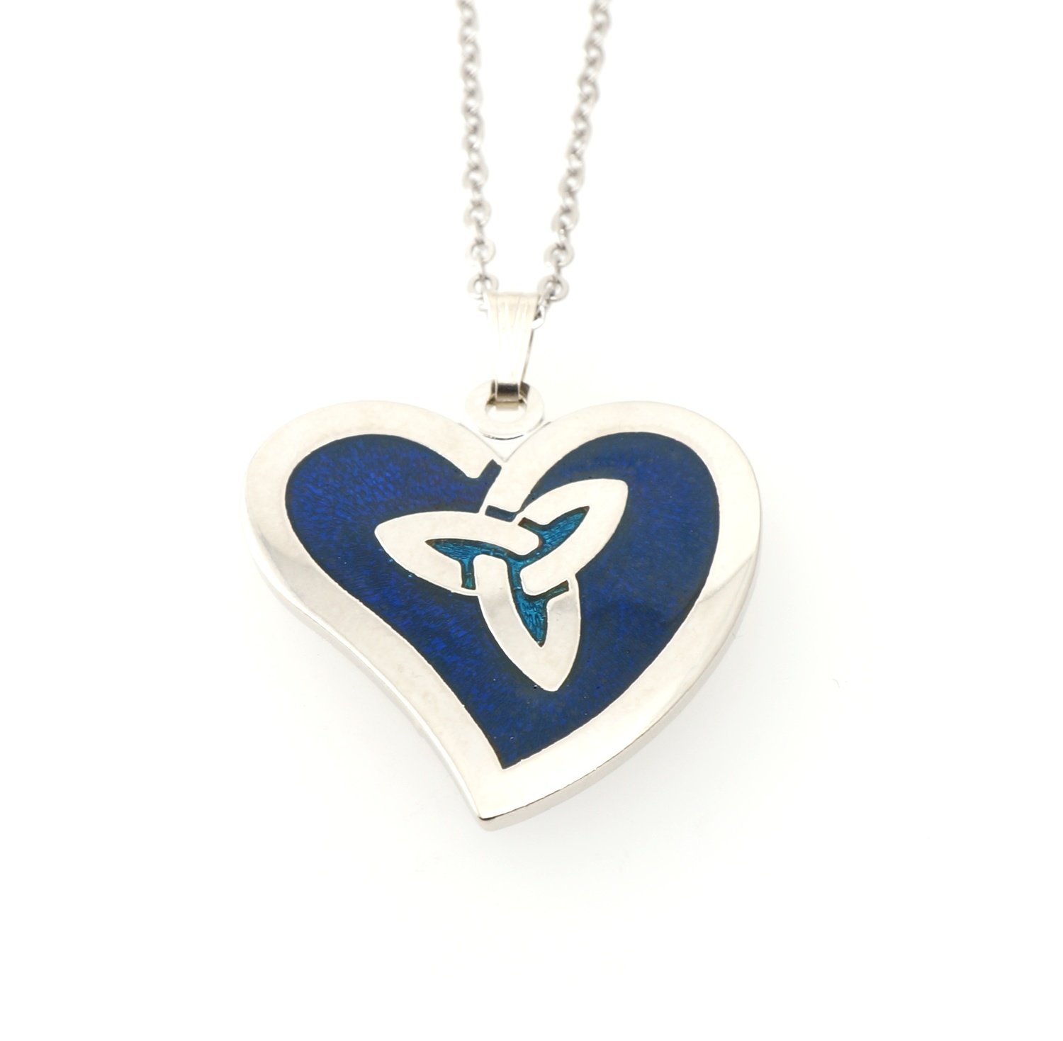 Enamel Rhodium Plated Blue Celtic Waveheart Chain Pendant