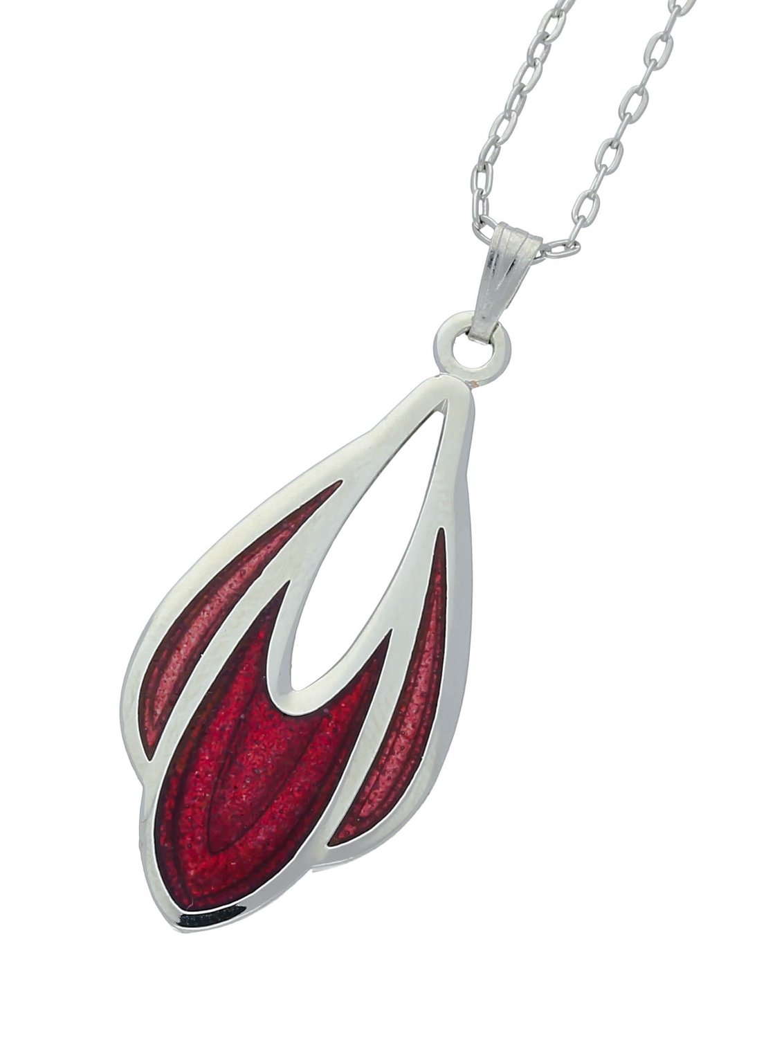 Enamel Rhodium Plated Celtic Mackintosh Red Tulip Chain Pendant