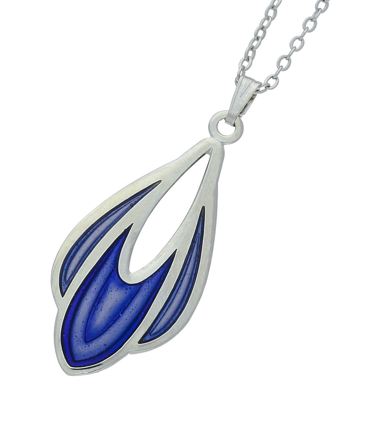 Enamel Rhodium Plated Celtic Mackintosh Blue Tulip Chain Pendant