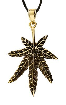 Marijuana Leaves Handmade Bronze Pendant