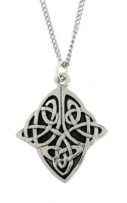 Celtic Design Diamond Shaped Pewter Handmade Chain Pendant