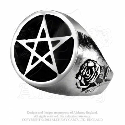 Alchemy Roseus Pentagram Pewter Ring