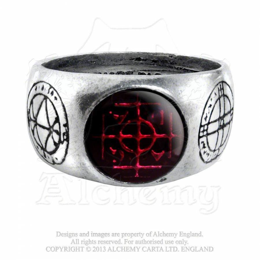 Alchemy Agla Pewter Ring with Five Magical Talismans