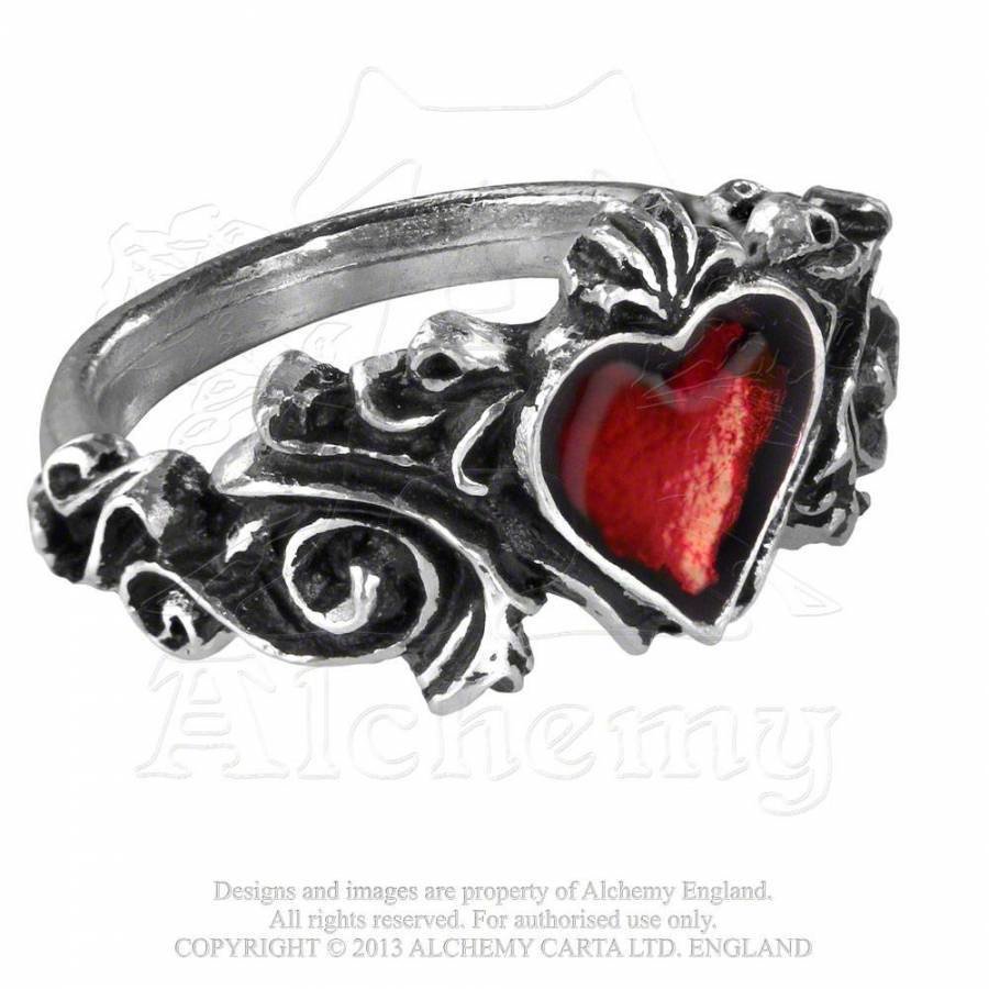 Alchemy Betrothal Rococo Heart Pewter Ring