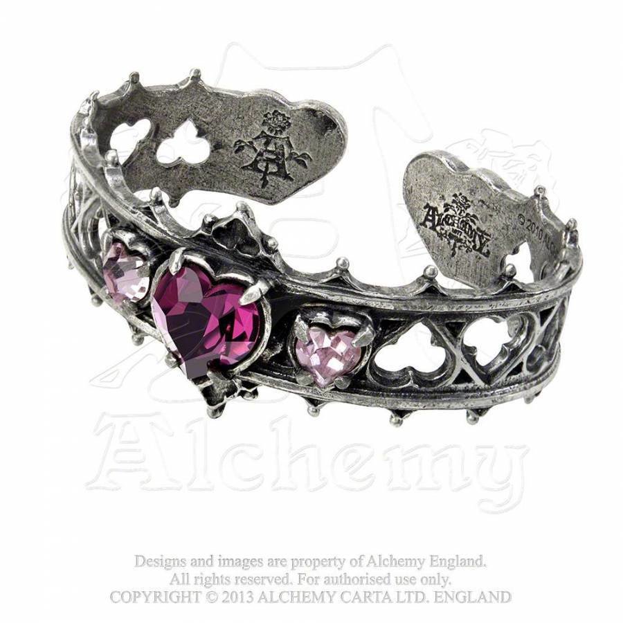 Alchemy Elizabethan Swarovski Crystal Heart Pewter Bracelet