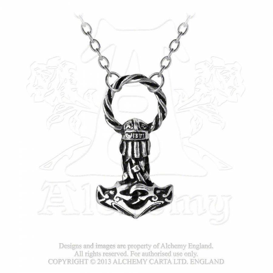 Alchemy Viking Mjolnir Thor Hammer Pewter Chain Pendant