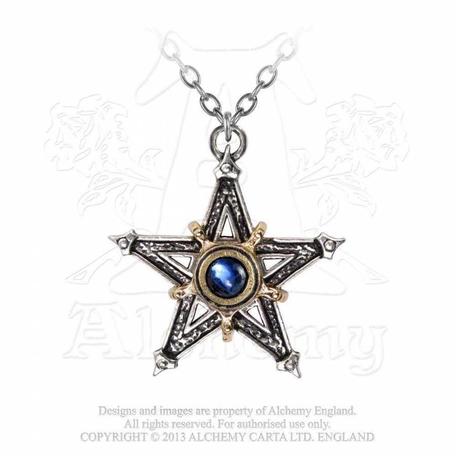 Alchemy Medieval Pentagram Pewter Chain Pendant