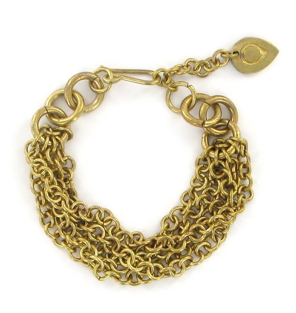 Handmade Casted 5 Link Chains Brass Bracelet