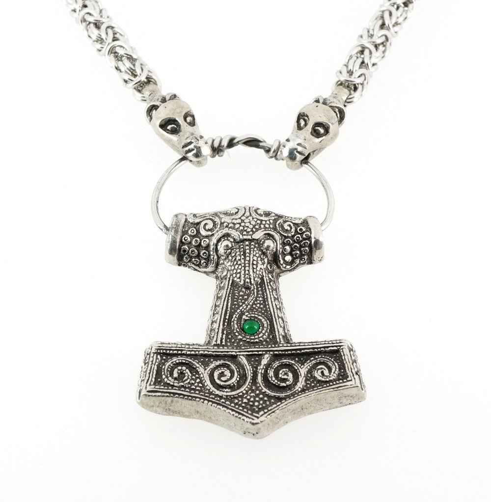Norse Viking Skane Thor Hammer Handmade Pewter Pendant Necklace