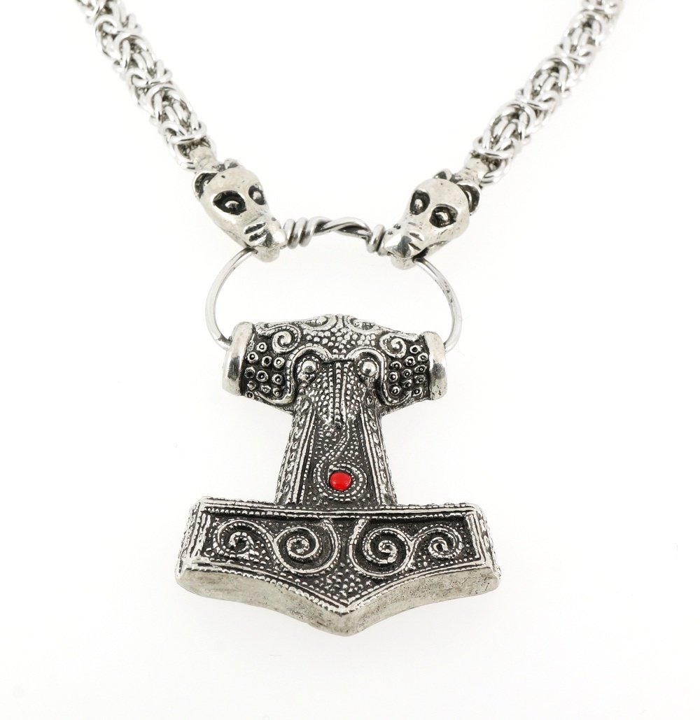 Norse Viking Skane Thor Hammer Pewter Handmade Pendant Necklace