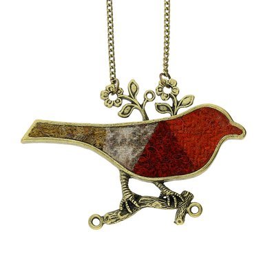 Patterned Bird Harris Tweed Hebrides Bronze Tone Chain Pendant Patterned Bird Harris Tweed Hebrides Bronze Tone Chain Pendant