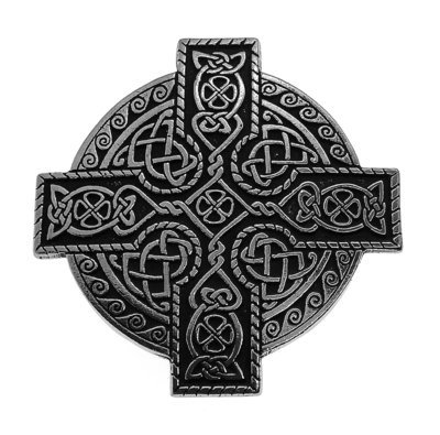 Large Celtic Knotwork Kings Irish Cross Handmade Pewter Brooch