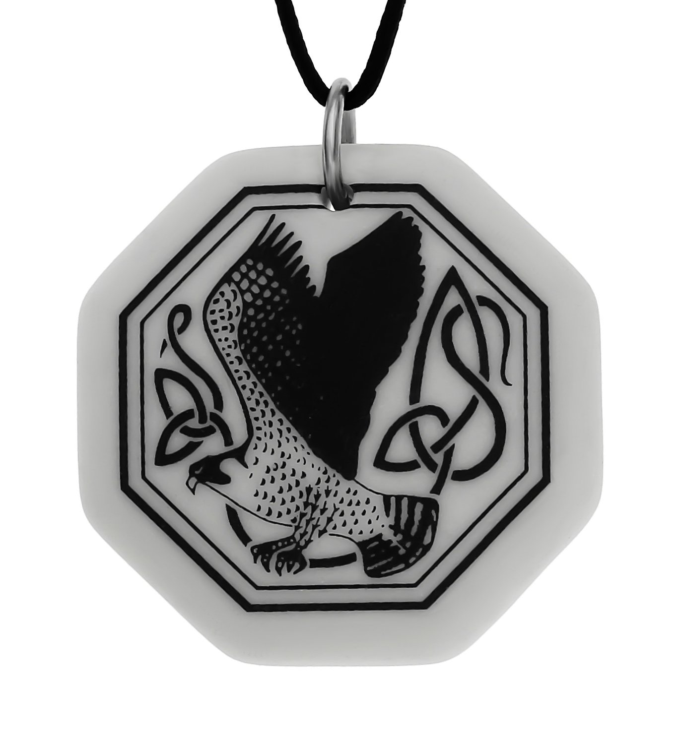 Celtic Kite Bird Octagon Handmade Porcelain Pendant