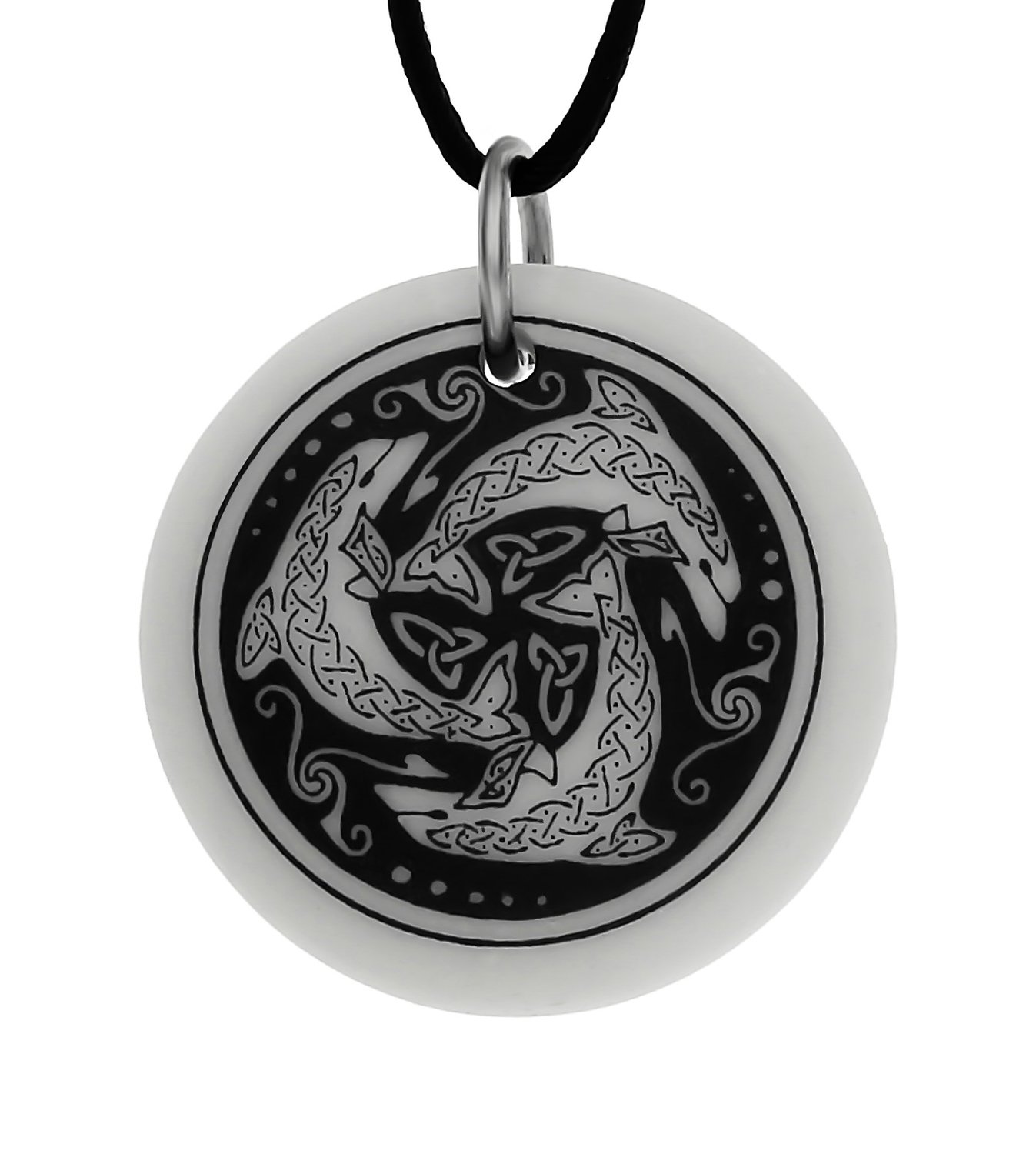Celtic Nehalennia Round Handmade Porcelain Pendant