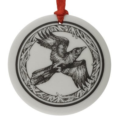 Raven Totem Round Handmade Porcelain Christmas Ornament Raven Totem Round Handmade Porcelain Christmas Ornament