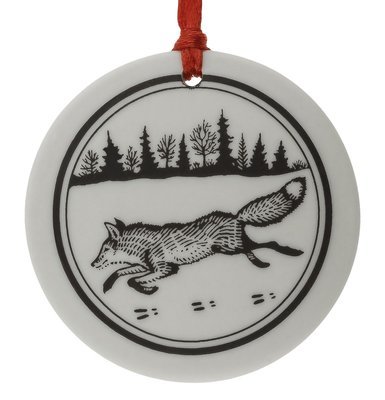 Red Fox Totem Round Handmade Porcelain Christmas Ornament Red Fox Totem Round Handmade Porcelain Christmas Ornament