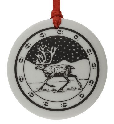 Caribou Totem Round Handmade Porcelain Christmas Ornament Caribou Totem Round Handmade Porcelain Christmas Ornament