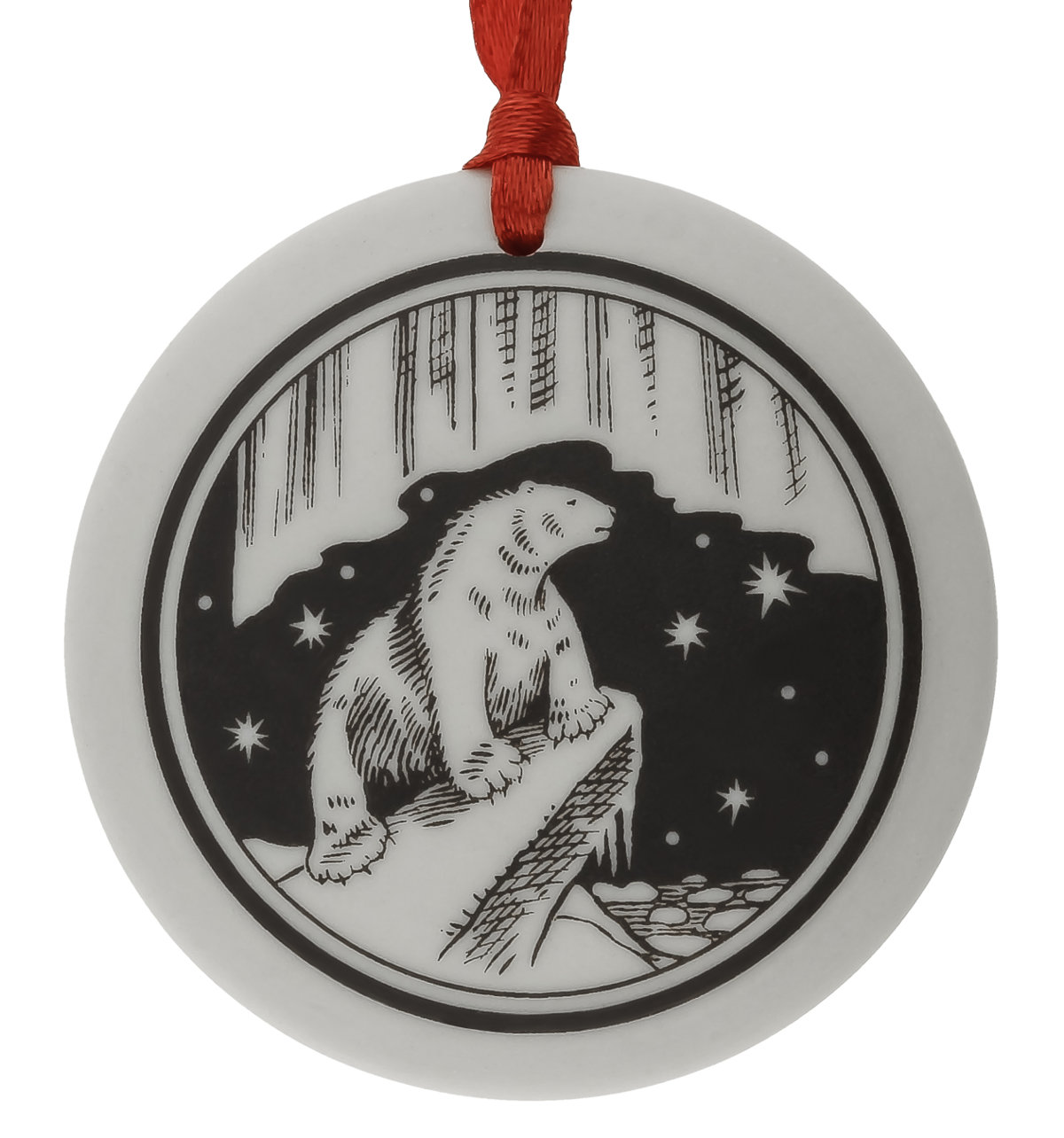 Polar Bear Totem Round Handmade Porcelain Christmas Ornament