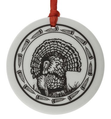 Wild Turkey Totem Round Handmade Porcelain Christmas Ornament Wild Turkey Totem Round Handmade Porcelain Christmas Ornament