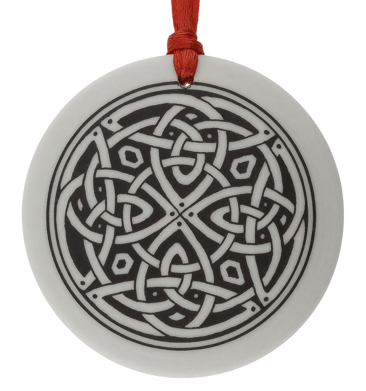 Celtic Knotwork Round Handmade Porcelain Christmas Ornament