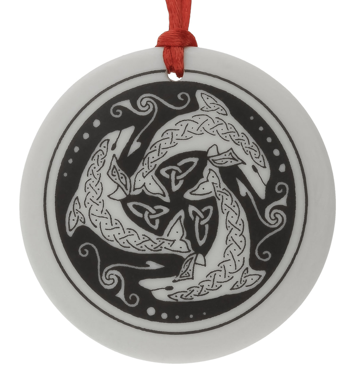 Celtic Nehalennia Round Handmade Porcelain Christmas Ornament