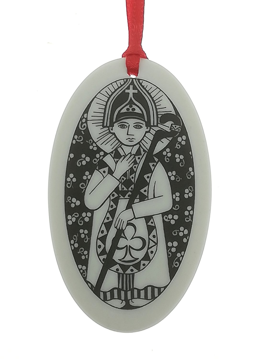 Saint Patrick Oval Handmade Porcelain Christmas Ornament