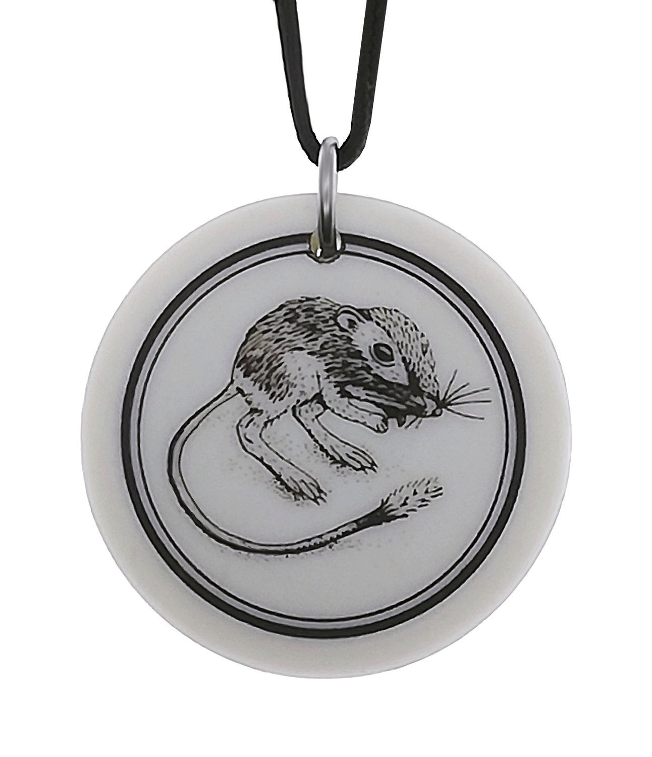 Kangaroo Rat Totem Round Handmade Porcelain Pendant