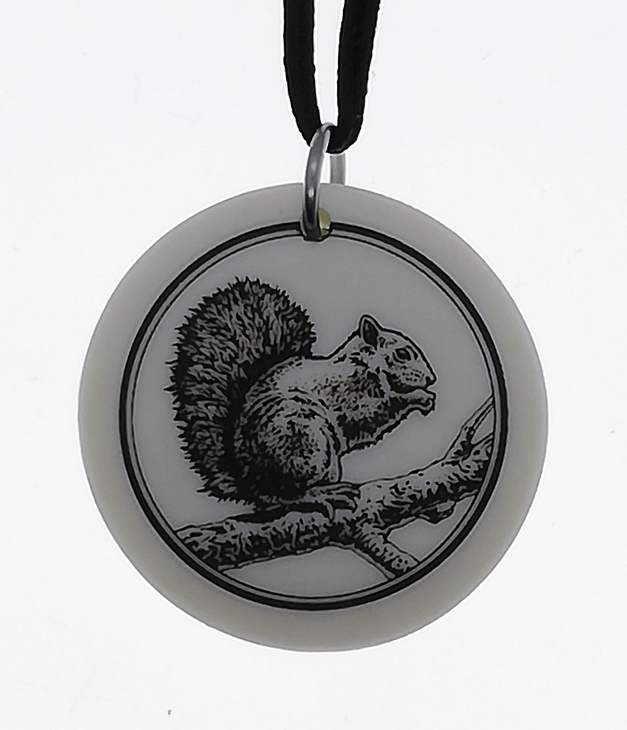 Tree Squirrel Totem Round Handmade Porcelain Pendant