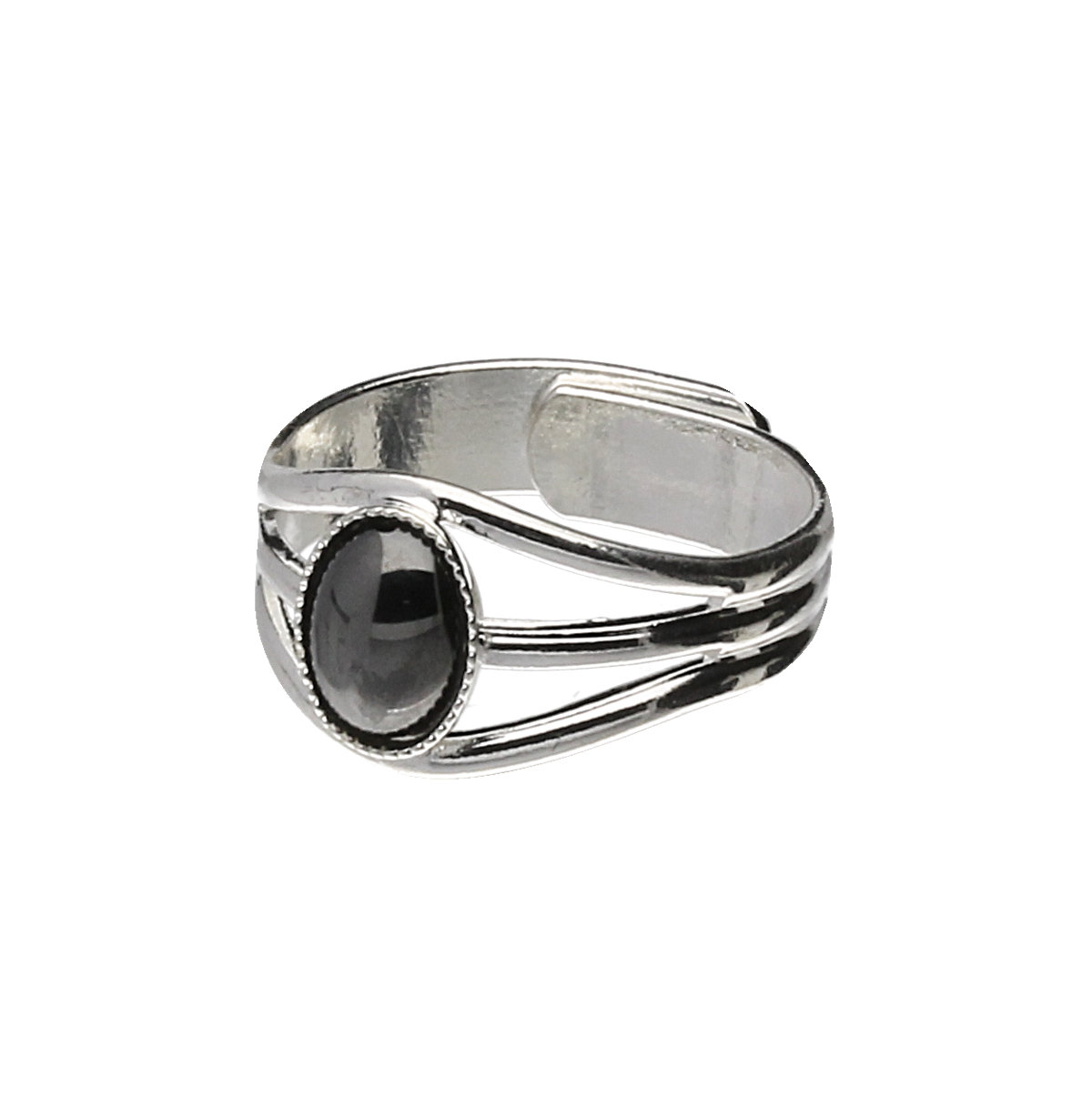 Celtic 3 Band Hematite Moonstone Pewter Ring