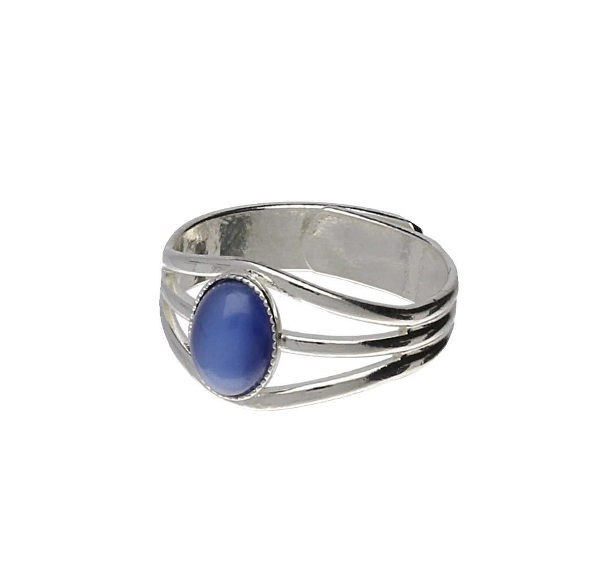 Celtic 3 Band Blue Moonstone Pewter Ring