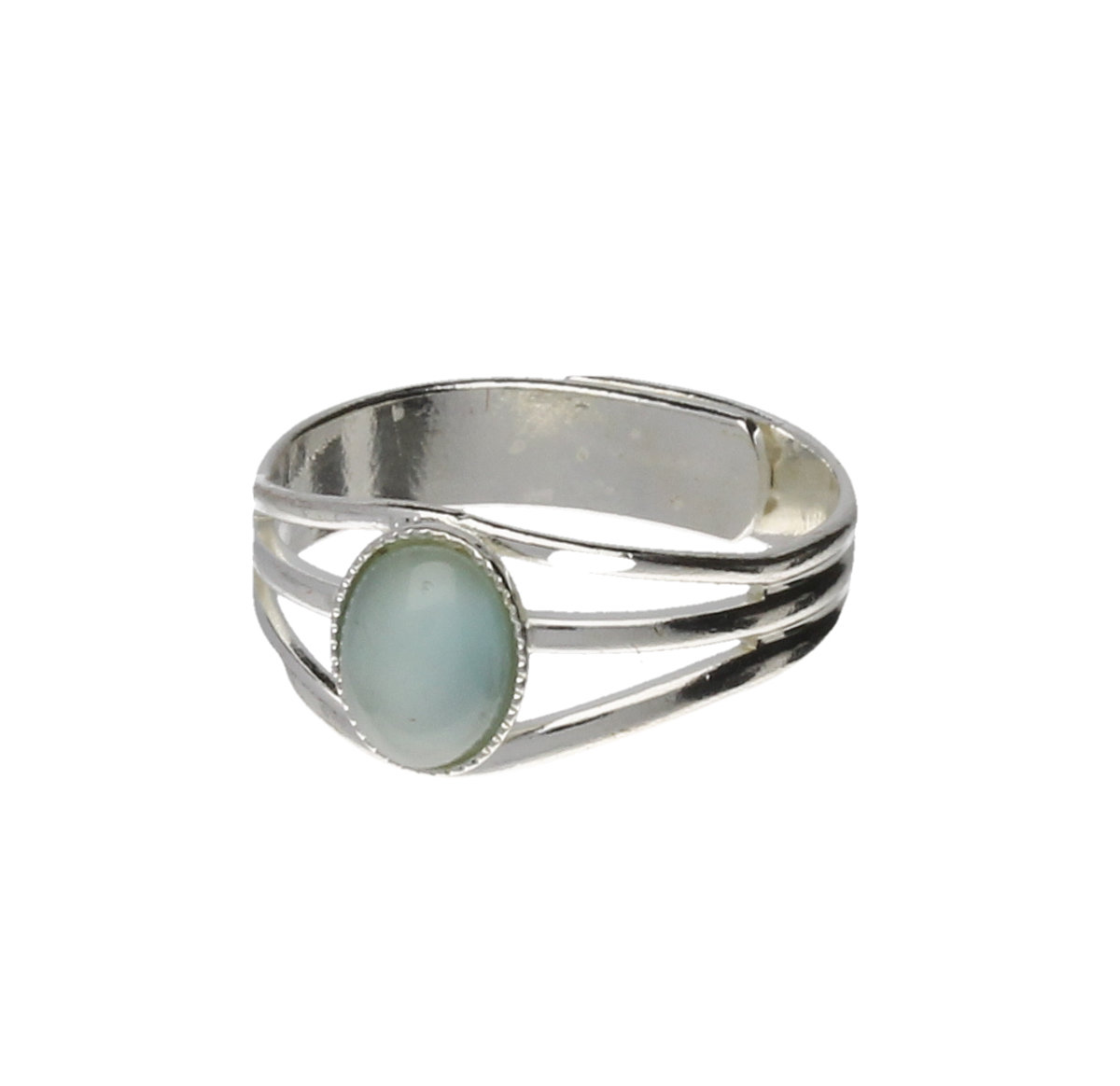 Celtic 3 Band Light Green Ruby Moonstone Pewter Ring