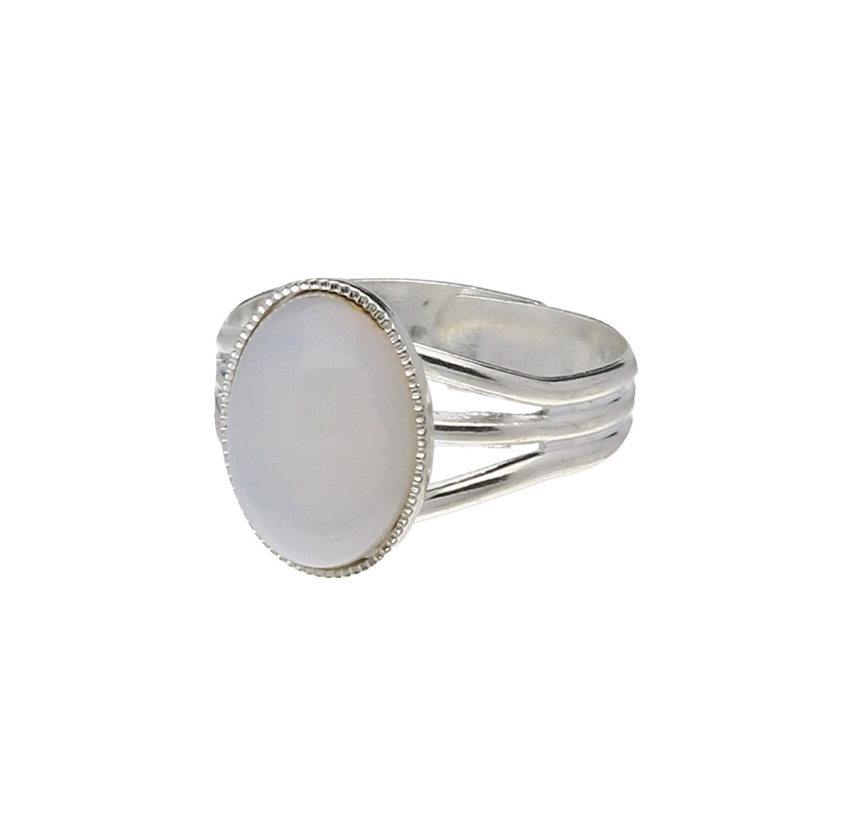 Celtic Tri Band Large Opal Moonstone Pewter Ring