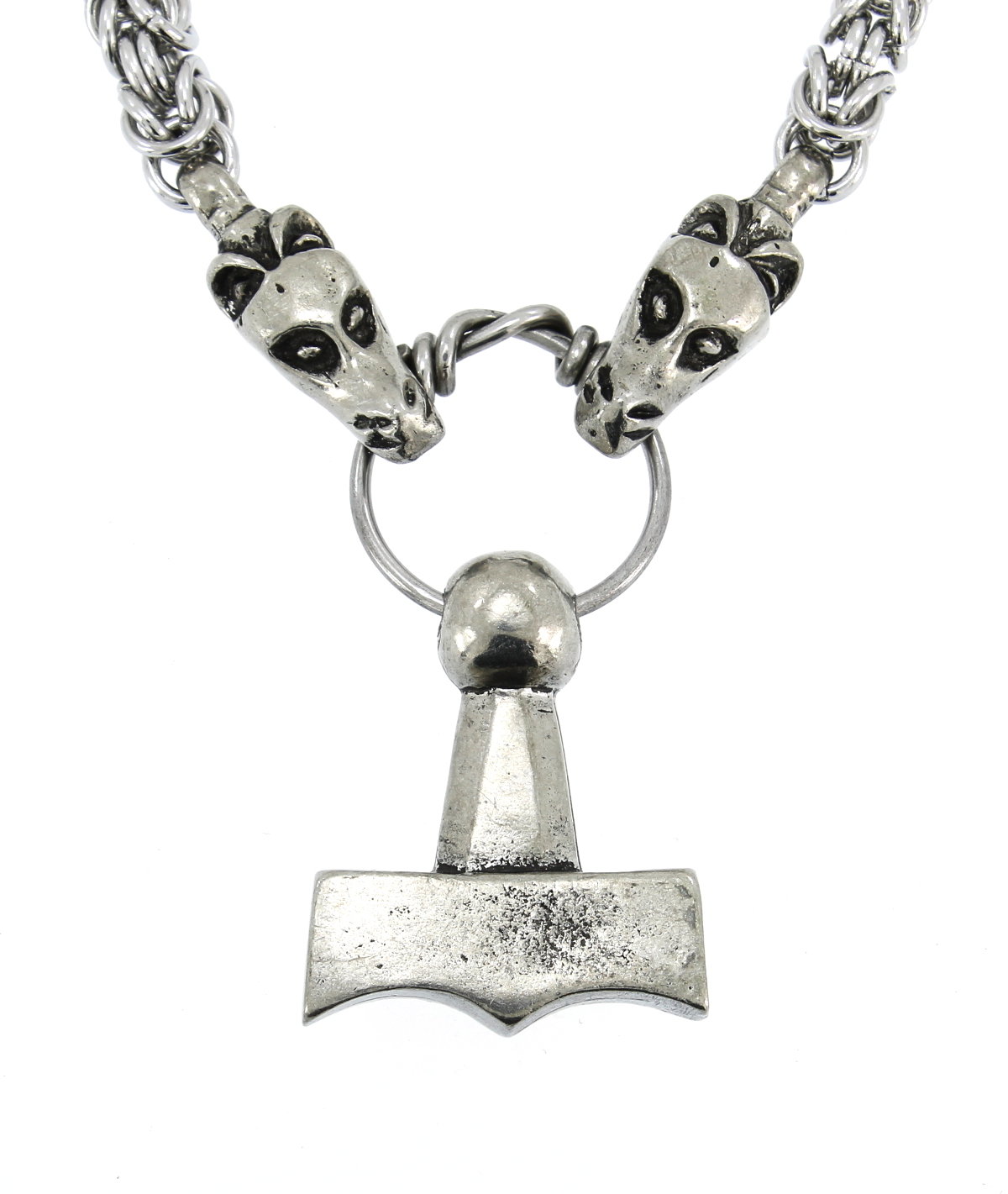 Norse Viking Mjolnir Thor's Hammer Pewter Handmade Pendant Necklace