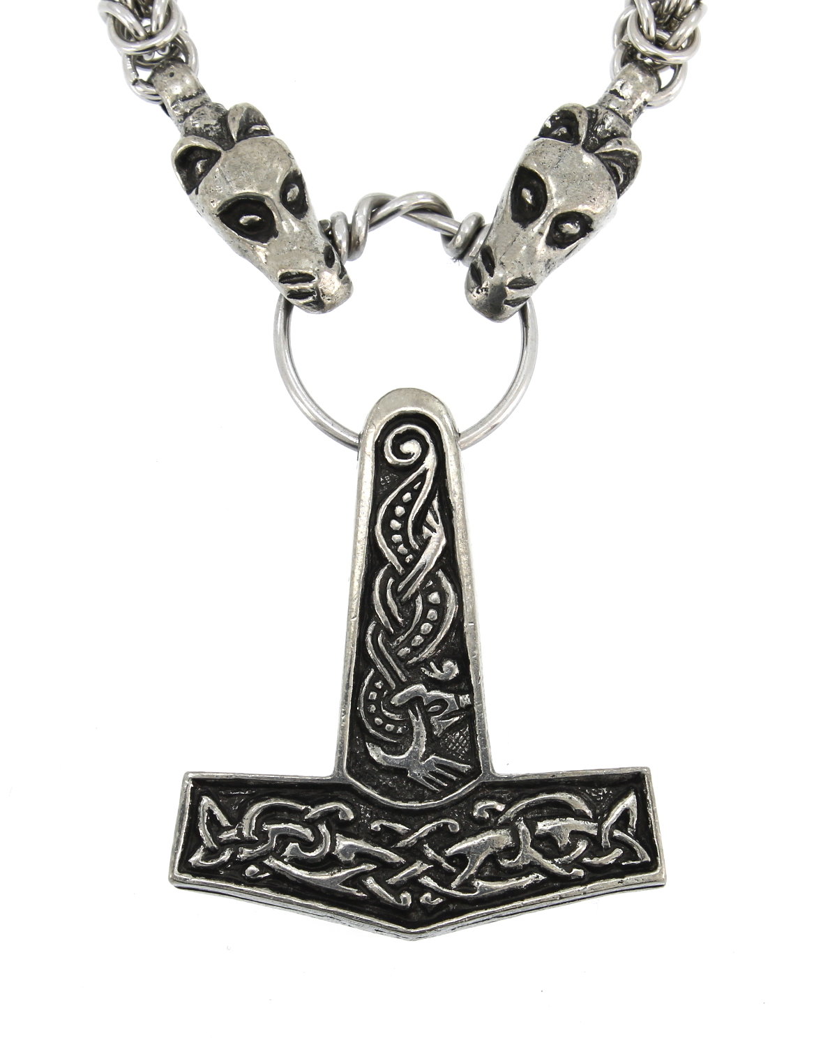 Norse Viking Jorvik Mjolnir Thor&#39;s Hammer Pewter Handmade Pendant Necklace